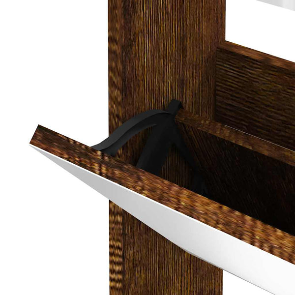 Schuhschrank mit Spiegel Räuchereiche 63x102,5 cm