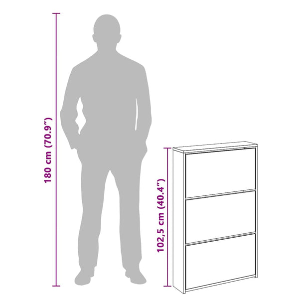 Schuhschrank mit Spiegel Räuchereiche 63x102,5 cm
