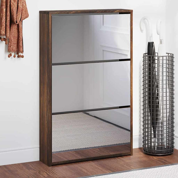 Schuhschrank mit Spiegel Räuchereiche 63x102,5 cm