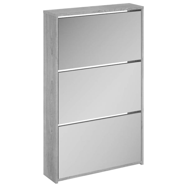 Schuhschrank mit Spiegel Grau Sonoma 63x102,5 cm