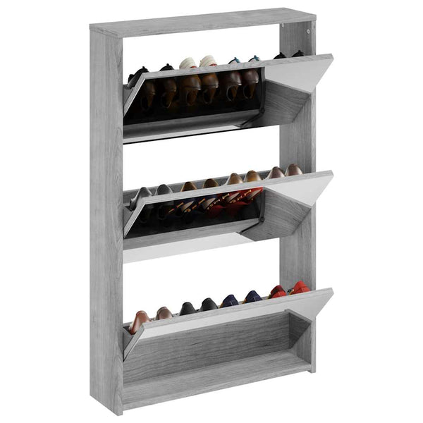 Schuhschrank mit Spiegel Grau Sonoma 63x102,5 cm