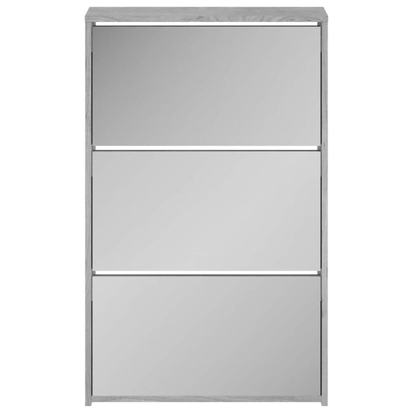 Schuhschrank mit Spiegel Grau Sonoma 63x102,5 cm