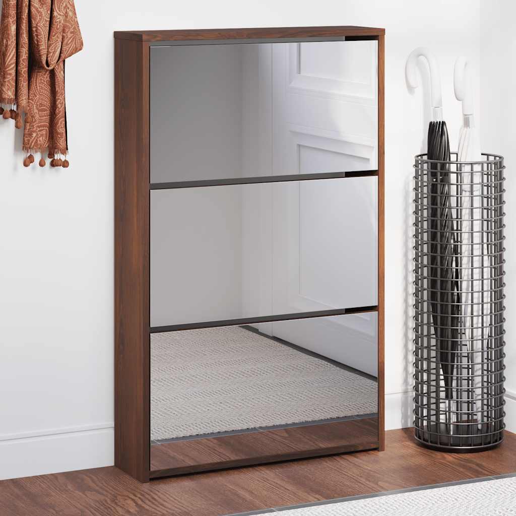 Schuhschrank mit Spiegel Eichen-Optik