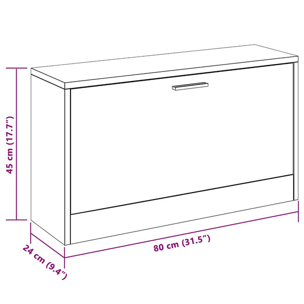 Schuhbank Weiß Hochglanz 80cm