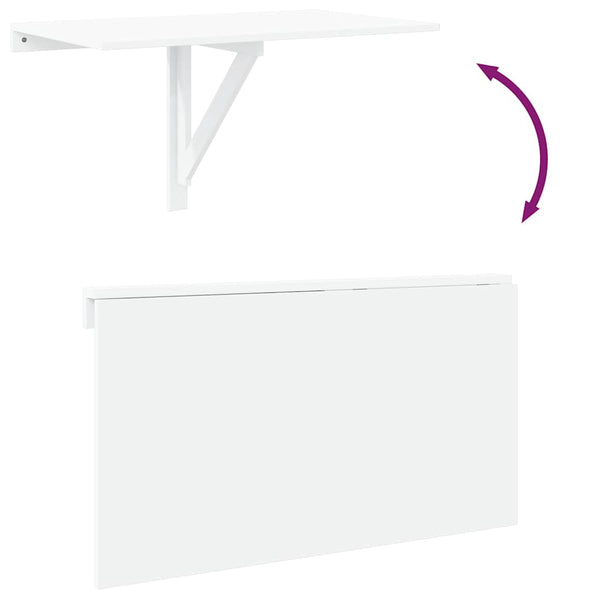 Klappbarer Wandtisch, Hochglanz Weiß 100x60 cm