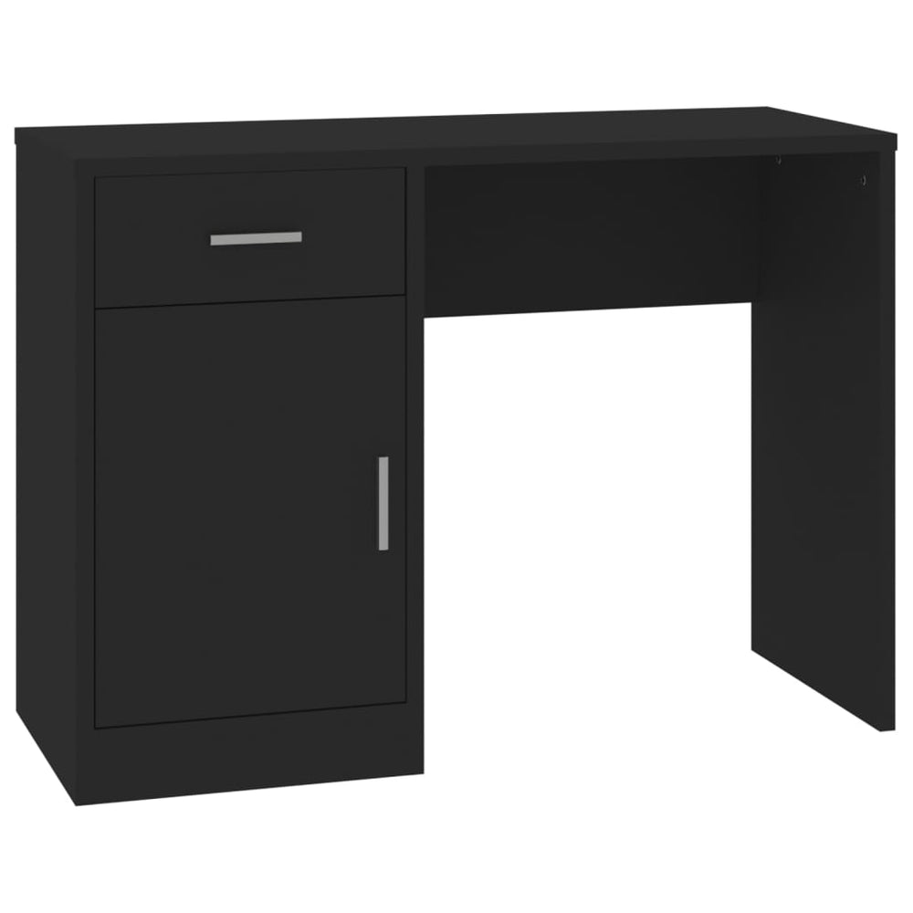 Schreibtisch Schwarz mit Schublade & Schrank