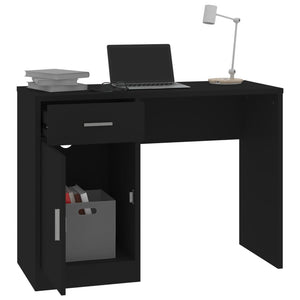 Schreibtisch Schwarz mit Schublade & Schrank