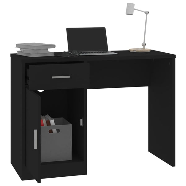 Schreibtisch Schwarz mit Schublade & Schrank