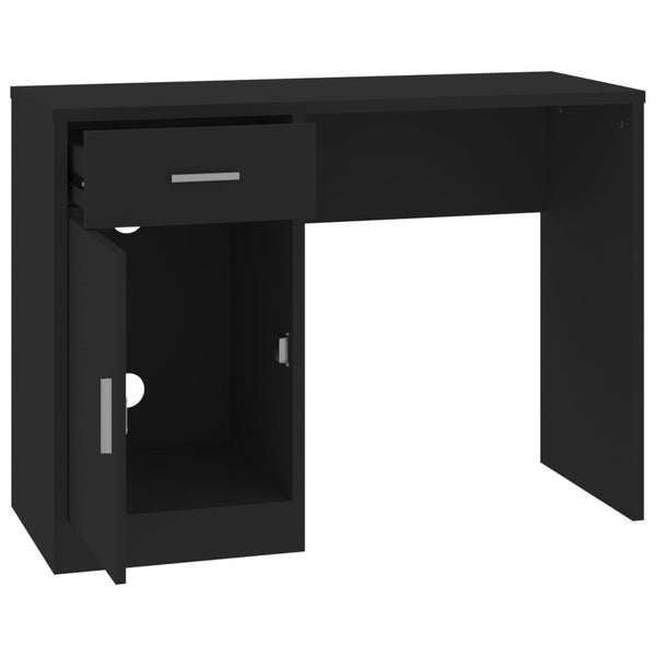 Schreibtisch Schwarz mit Schublade & Schrank