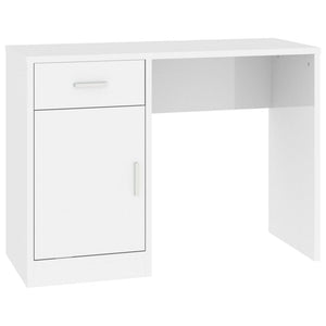 Schreibtisch Weiß Hochglanz mit Stauraum 100x40 cm