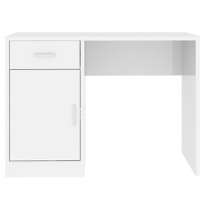 Schreibtisch Weiß Hochglanz mit Stauraum 100x40 cm