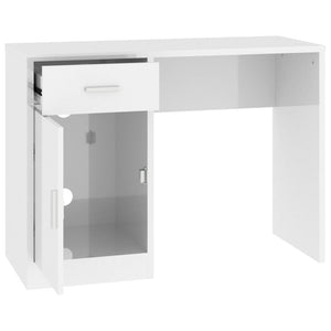 Schreibtisch Weiß Hochglanz mit Stauraum 100x40 cm