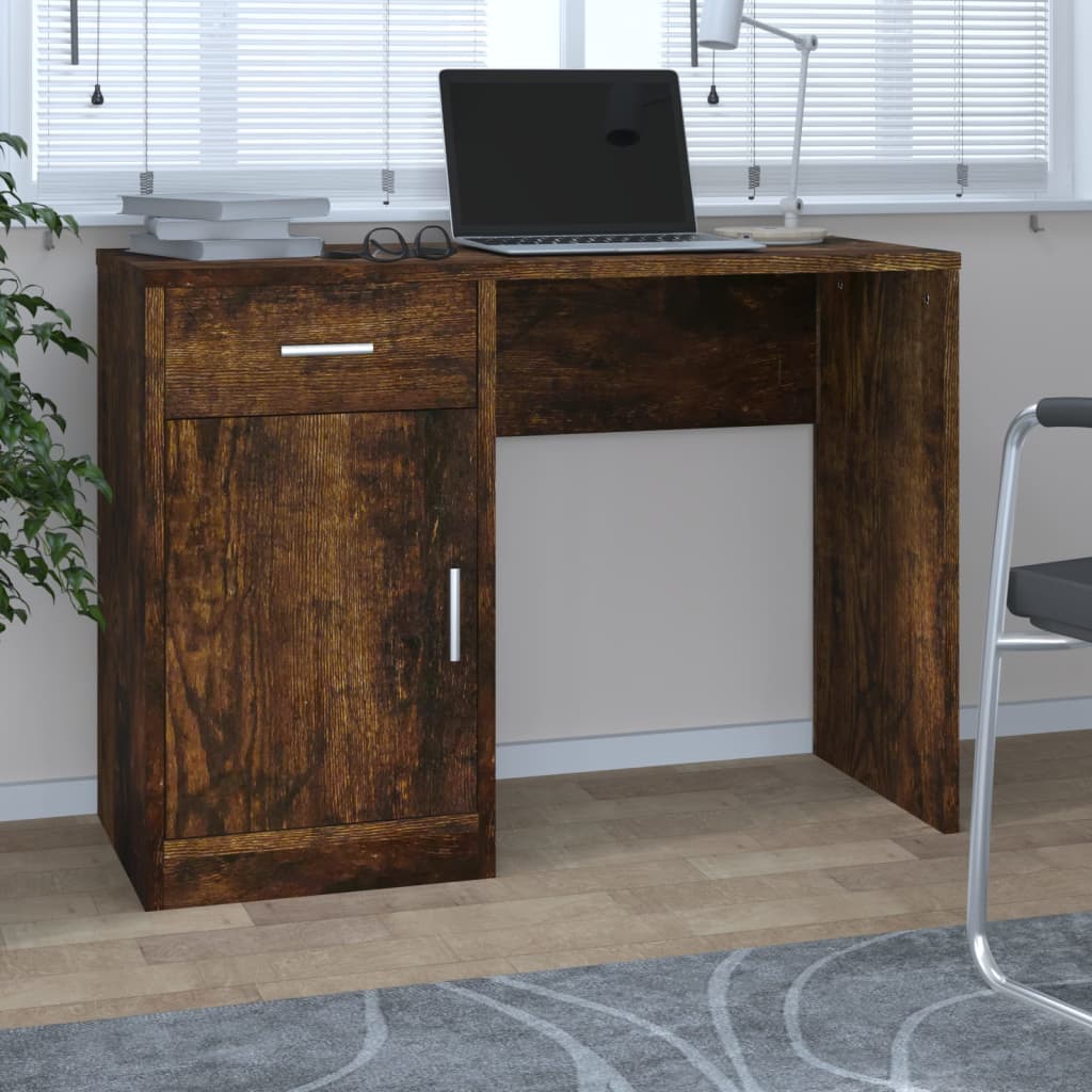 Schreibtisch Räuchereiche mit Stauraum 100x40 cm