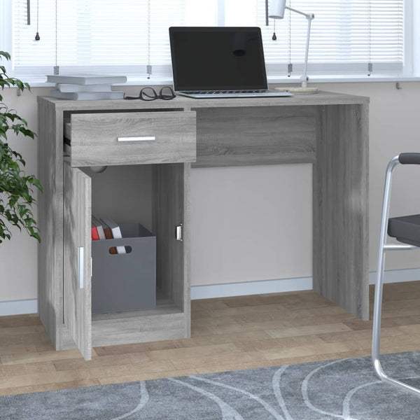 Schreibtisch Grau Sonoma 100x40 cm mit Stauraum