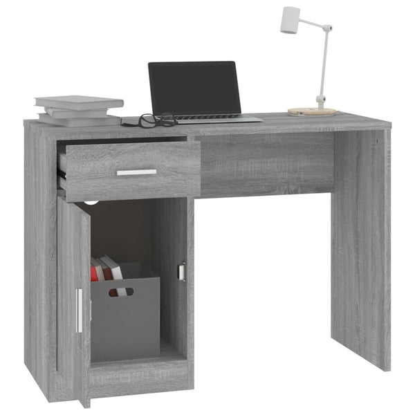 Schreibtisch Grau Sonoma 100x40 cm mit Stauraum