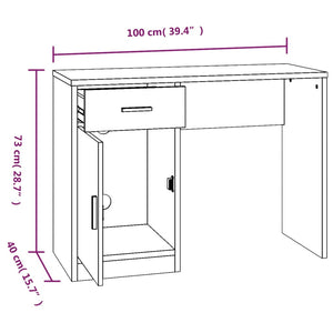 Schreibtisch Grau Sonoma 100x40 cm mit Stauraum