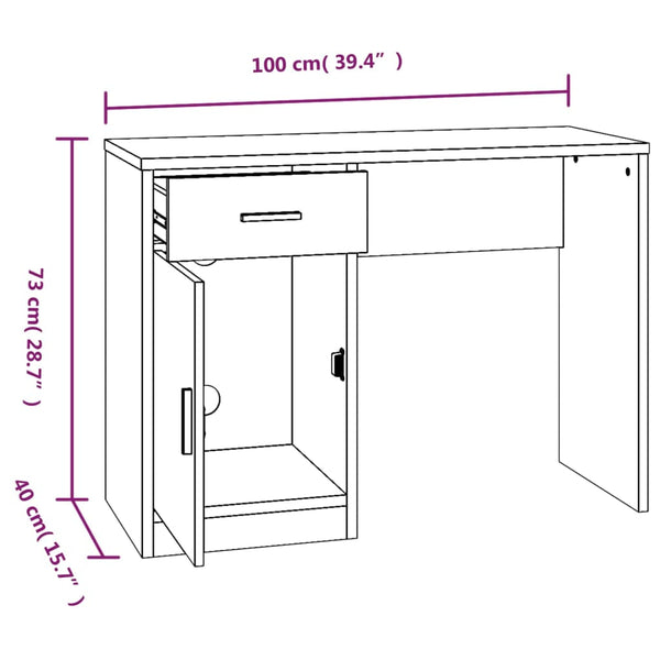 Schreibtisch Grau Sonoma 100x40 cm mit Stauraum
