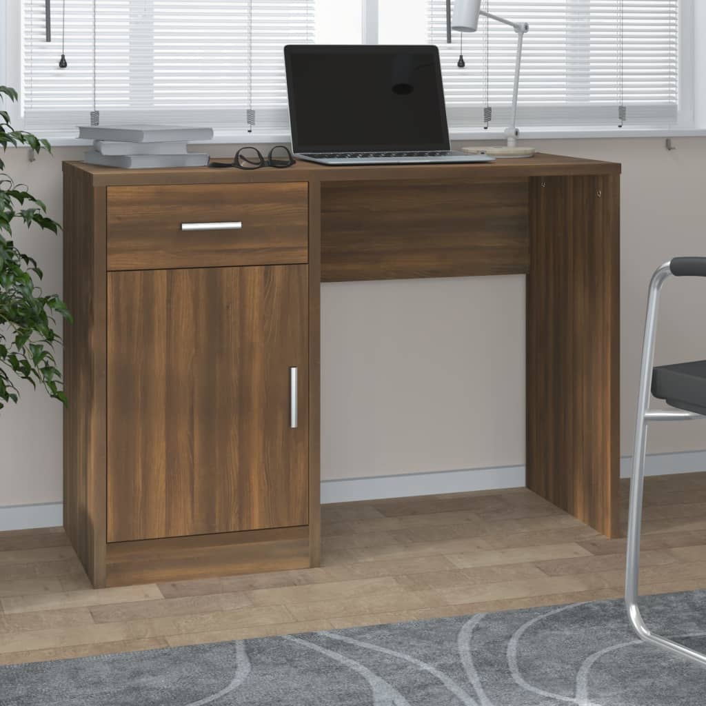 Schreibtisch Braun Eichen-Optik mit Stauraum