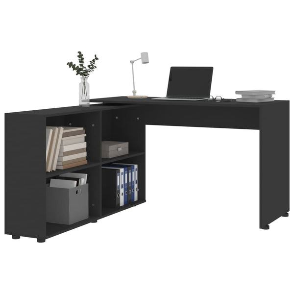 vidaXL Bureau d'angle Noir Bois d'ingénierie