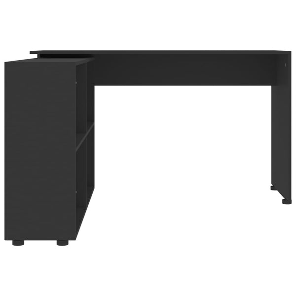 vidaXL Bureau d'angle Noir Bois d'ingénierie