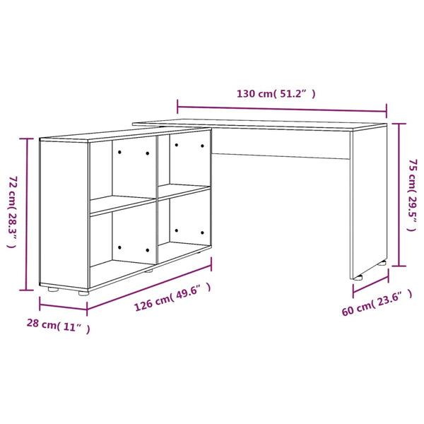 vidaXL Bureau d'angle Noir Bois d'ingénierie