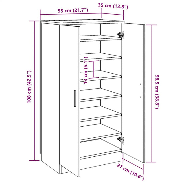 Betongrauer Schuhschrank 55x108 cm