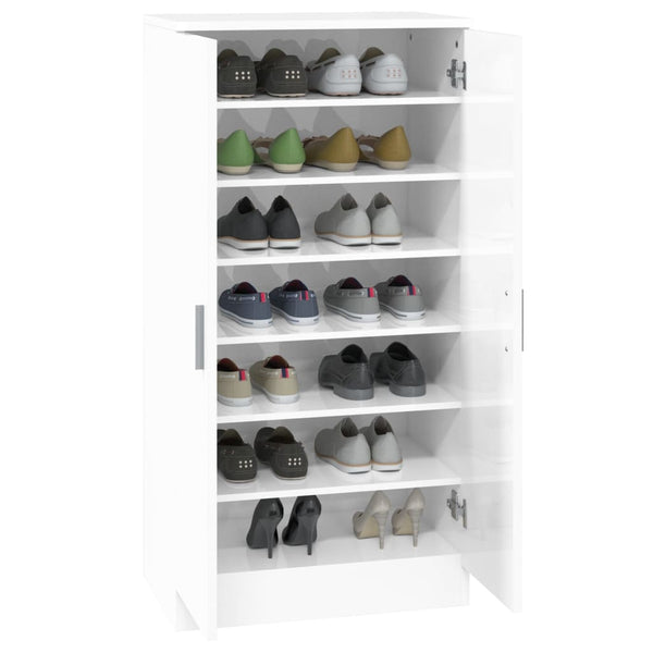 Hochglanz Schuhschrank Weiß 55x108 cm