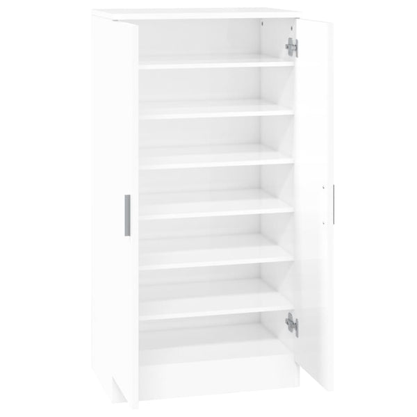 Hochglanz Schuhschrank Weiß 55x108 cm