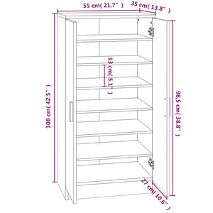 Schuhschrank Räuchereiche 55x35x108 cm