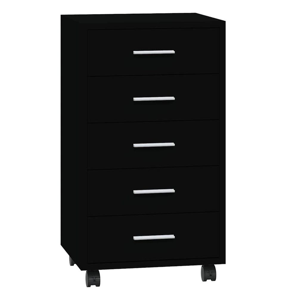 Schubladenschrank mit Rollen, Schwarz