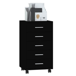 Schubladenschrank mit Rollen, Schwarz