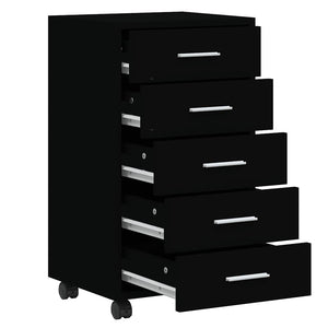 Schubladenschrank mit Rollen, Schwarz