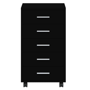 Schubladenschrank mit Rollen, Schwarz