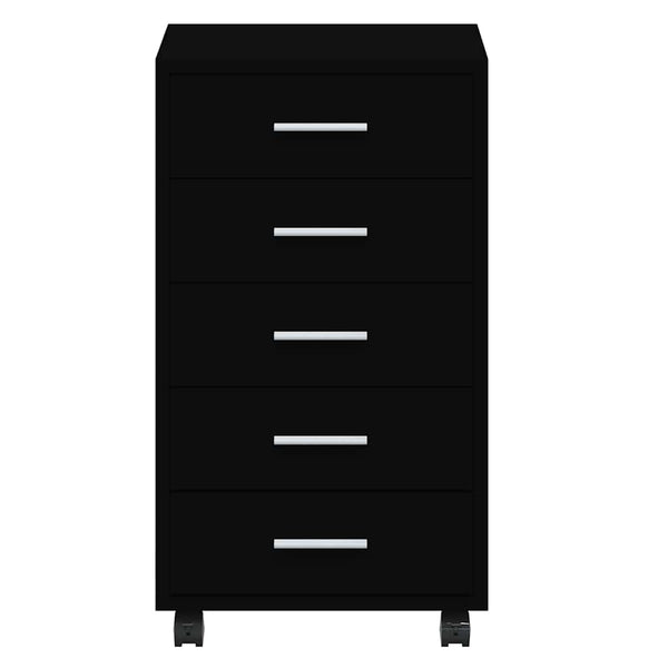 Schubladenschrank mit Rollen, Schwarz