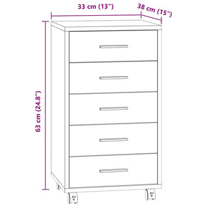 Schubladenschrank mit Rollen, Schwarz