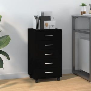 Schubladenschrank mit Rollen, Schwarz