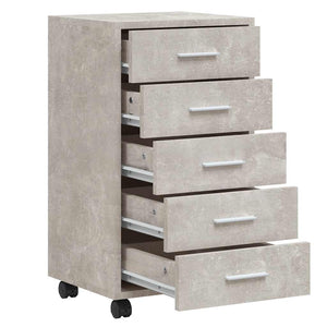 Rollcontainer Betongrau mit 5 Schubladen