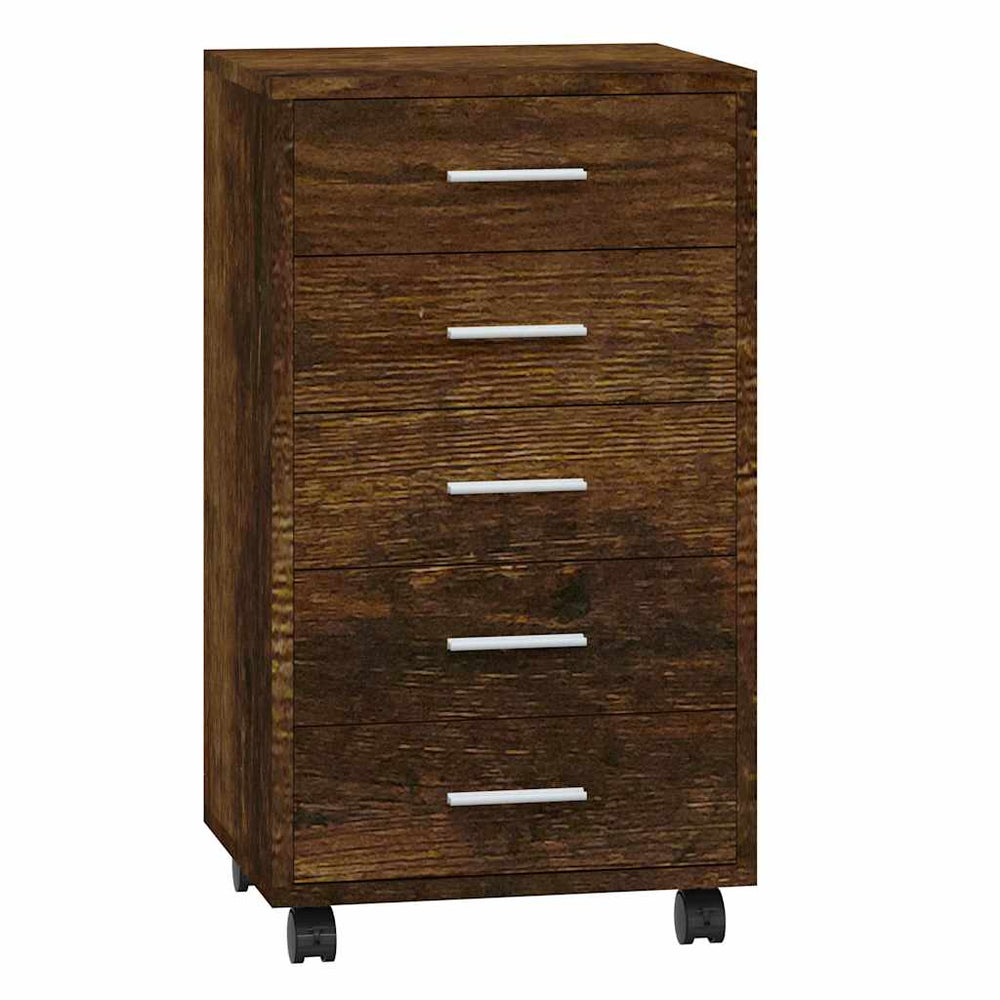 Schubladenschrank Räuchereiche mit Rollen
