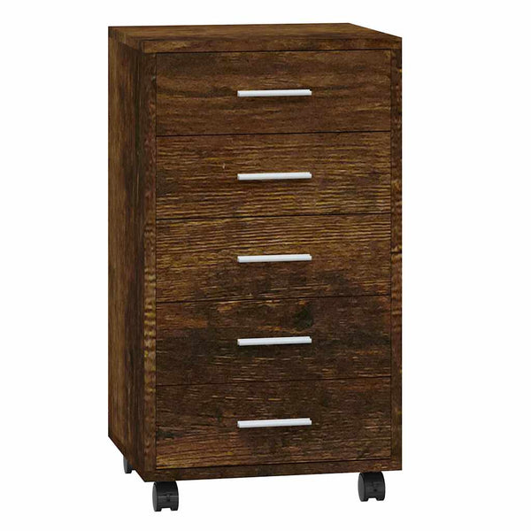 Schubladenschrank Räuchereiche mit Rollen