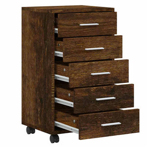 Schubladenschrank Räuchereiche mit Rollen