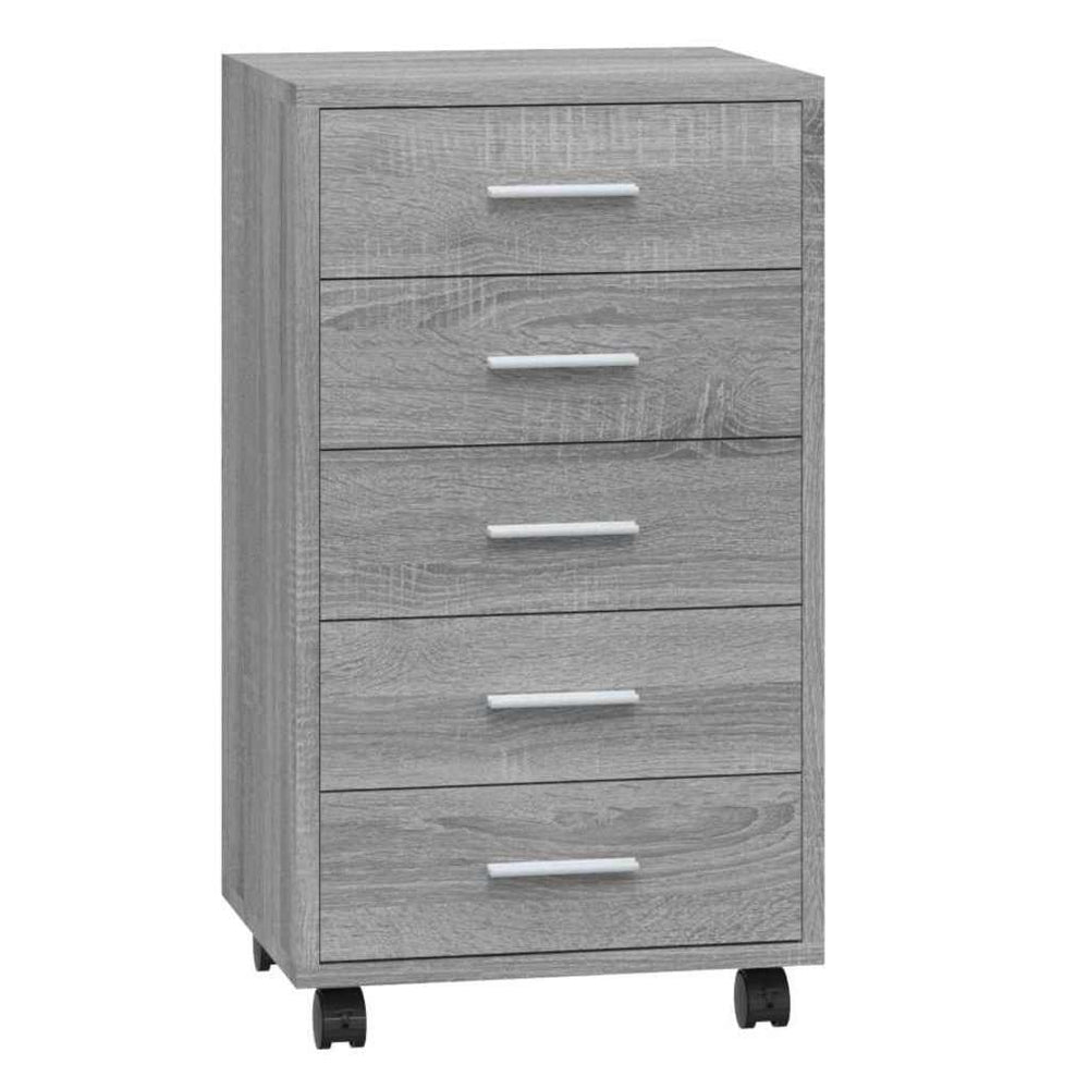 Schubladenschrank mit Rollen Grau Sonoma