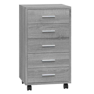 Schubladenschrank mit Rollen Grau Sonoma