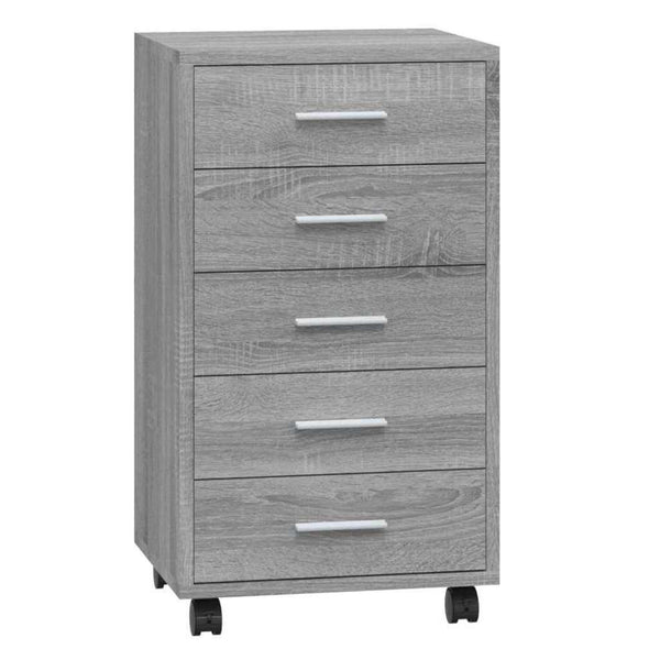 Schubladenschrank mit Rollen Grau Sonoma