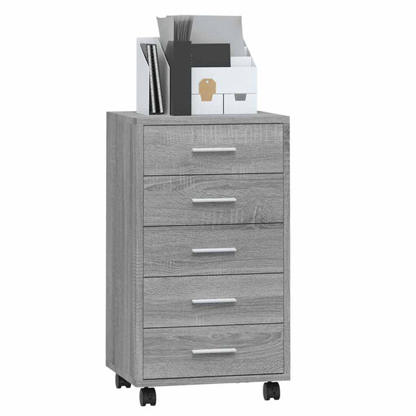 Schubladenschrank mit Rollen Grau Sonoma