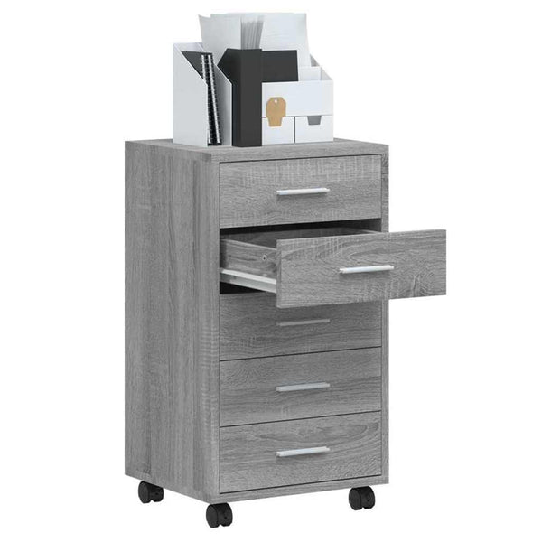 Schubladenschrank mit Rollen Grau Sonoma