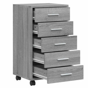 Schubladenschrank mit Rollen Grau Sonoma