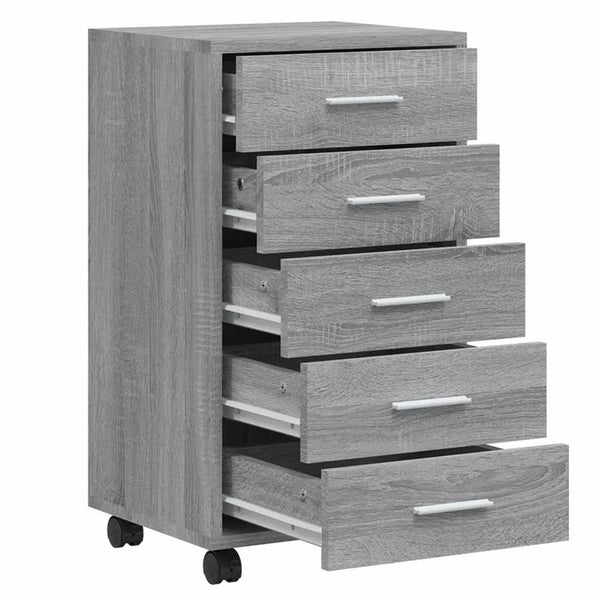Schubladenschrank mit Rollen Grau Sonoma