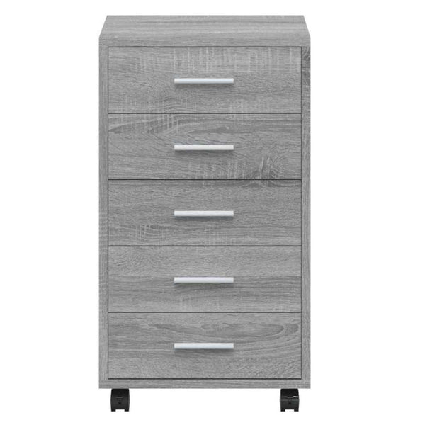 Schubladenschrank mit Rollen Grau Sonoma