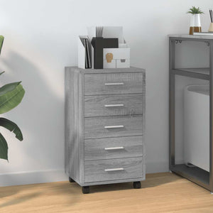 Schubladenschrank mit Rollen Grau Sonoma