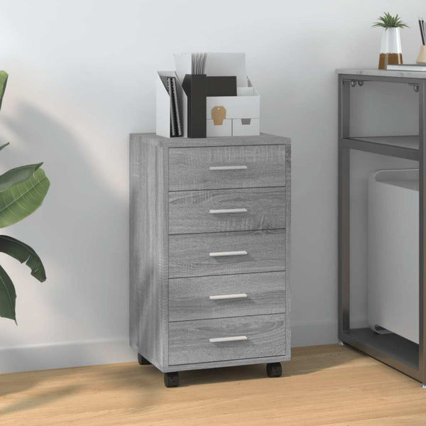 Schubladenschrank mit Rollen Grau Sonoma